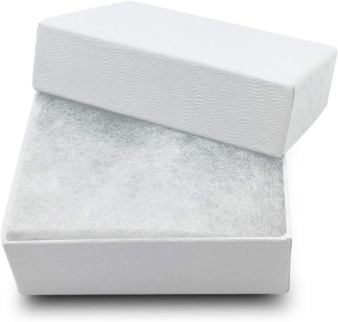 TheDisplayGuys 100 Cardboard Jewelry Gift Boxes with Inserts - White Swirl