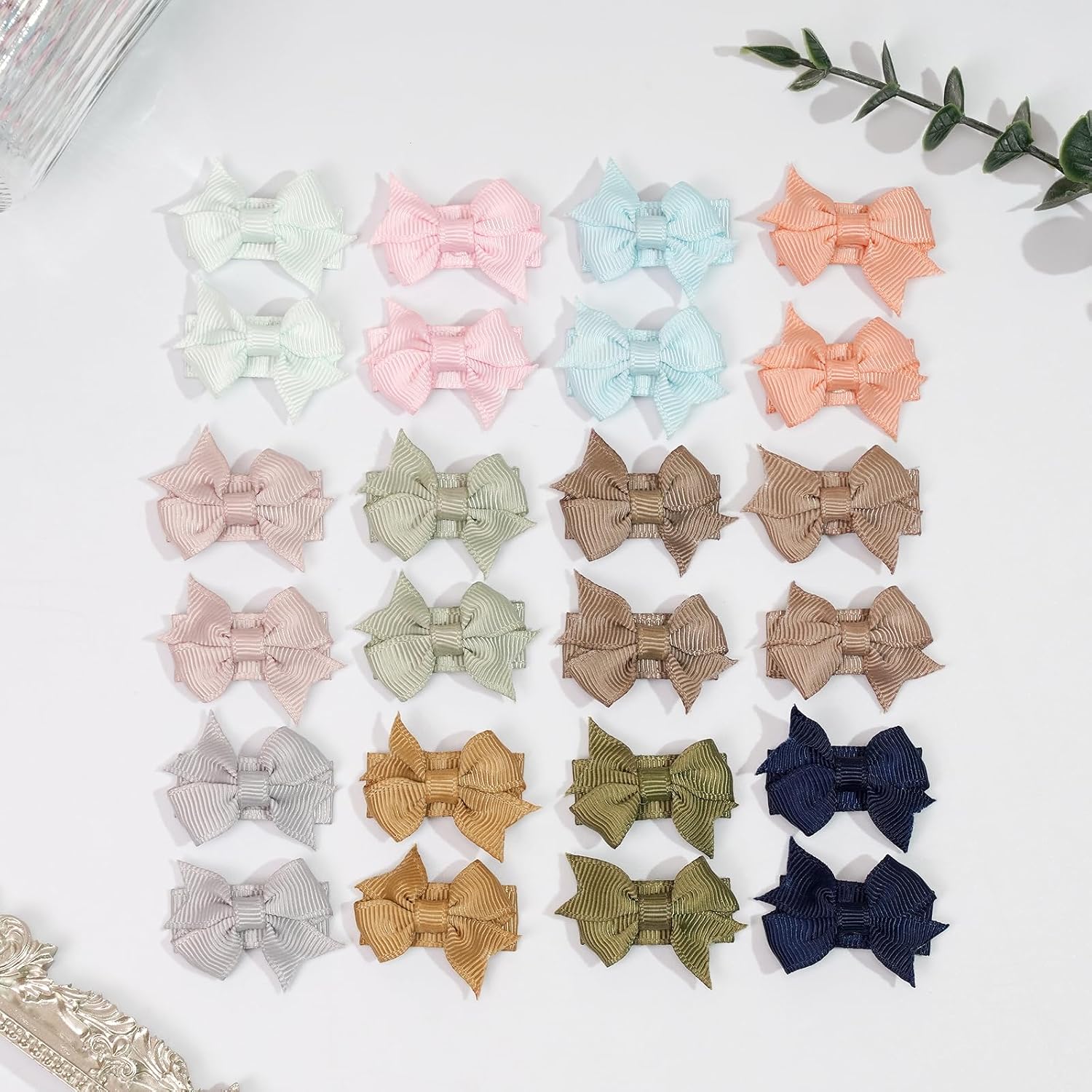 DED 40PCS 1.4" Baby Girls Mini Bow Snap Clips for Infants Toddlers