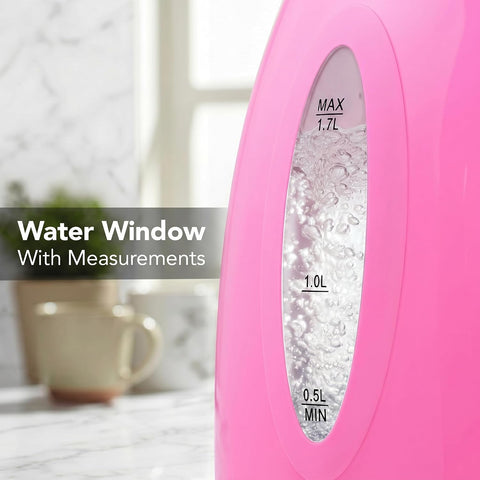 OVENTE 1.7L Electric Tea Kettle, 1100W BPA-Free Water Boiler, Pink KP72P