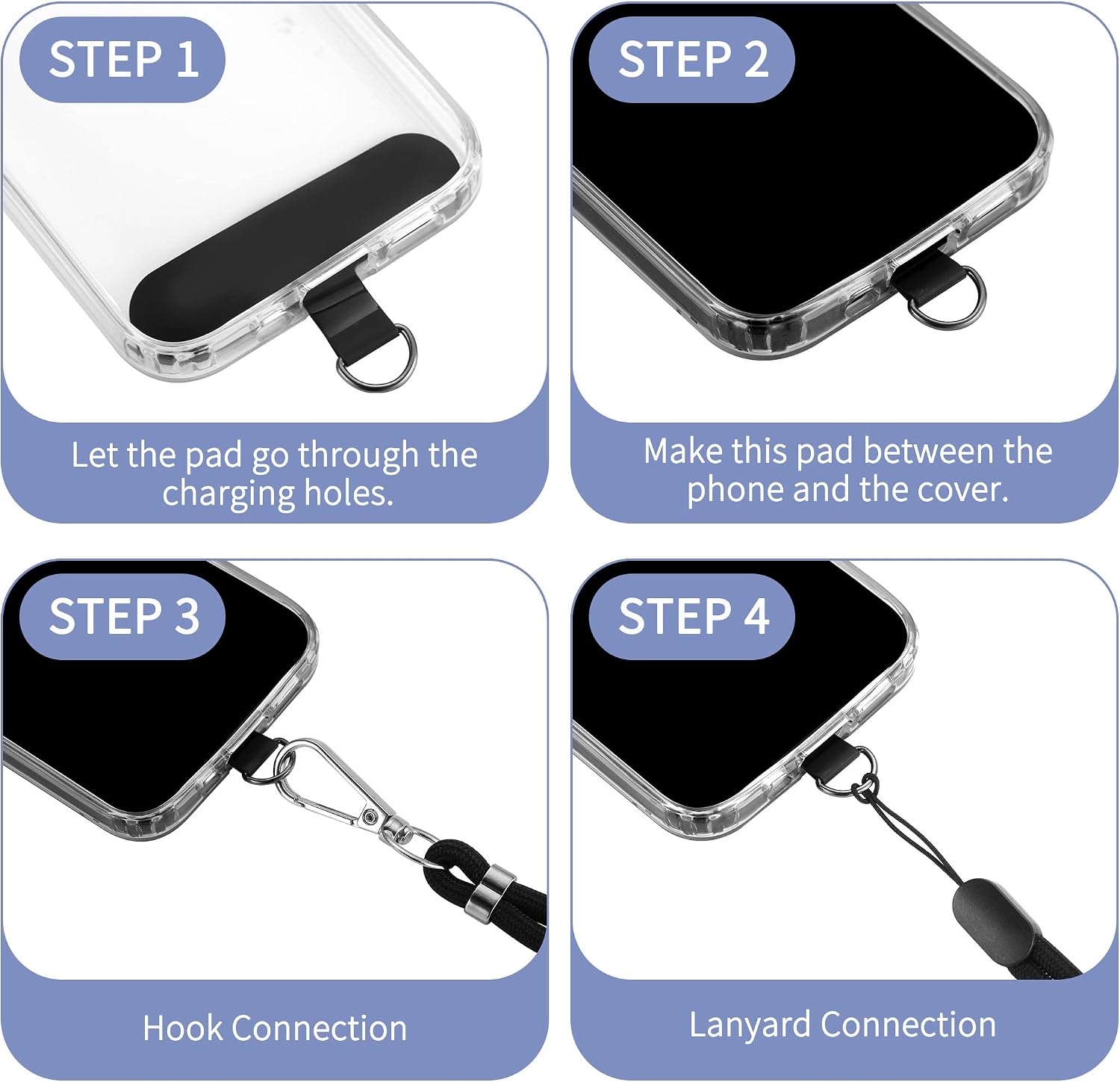 CACOE Cell Phone Lanyard, Black, 2 Pcs