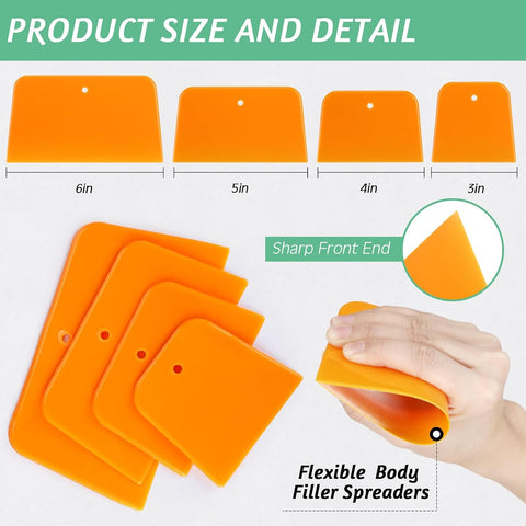 Frienda 12 Pcs Body Filler Spreaders Plastic Tools for Automotive Applying Putties Glazes Caulks and Paint (4 Sizes)