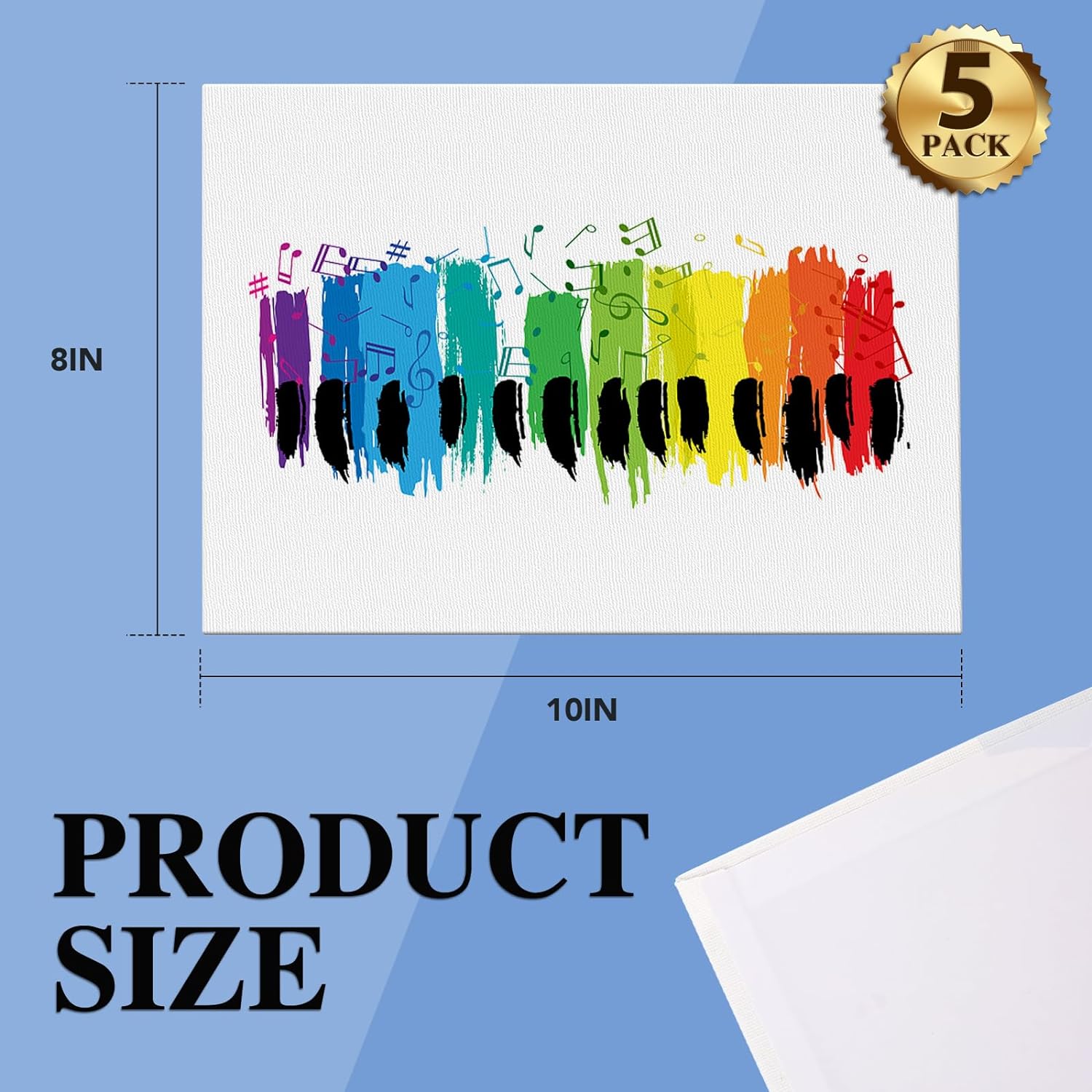 ESRICH Canvas Boards for Painting, 5 Pack Canvases for Painting 8x10 Cotton Primed Acid Free Blank Canvas Panels for Oil Paint, Watercolor, Acrylic Paint, Gouache and Tempera.