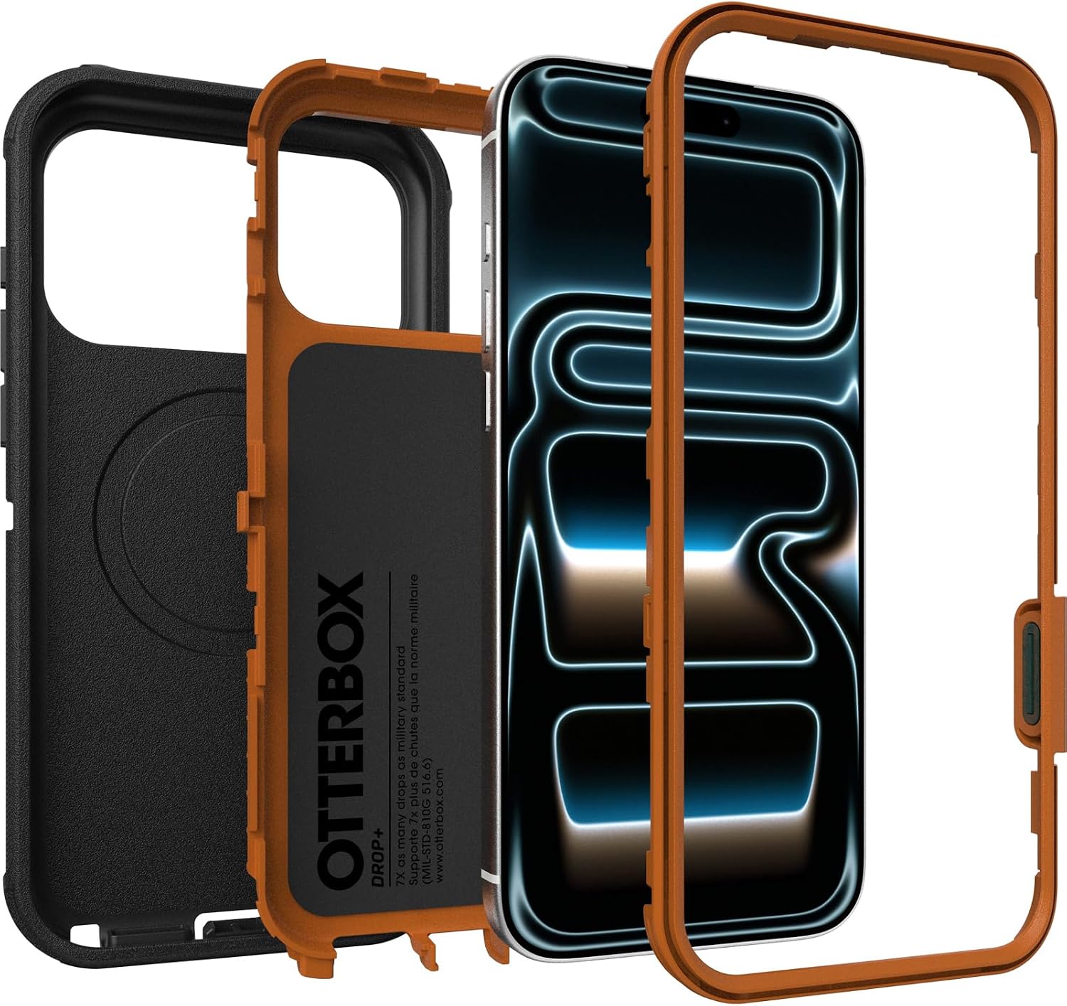 OtterBox iPhone 17 Pro Max (Only) - Defender Series Case - Black Chateau (Black & Orange) - Snaps on MagSafe - Tough - Rugged & Durable