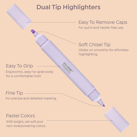 BLIEVE Bible Highlighters No Bleed Through, Pastel Colors, Dual Tip, 8 Pack