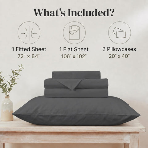 Modern Threads 4-Piece Ultra Soft Microfiber Bed Sheets Set, Wrinkle Free Sheets with Deep Pockets Fitted Sheet, Flat Sheet & Pillowcases, Lightweight Breathable Bedding, Charcoal, California King