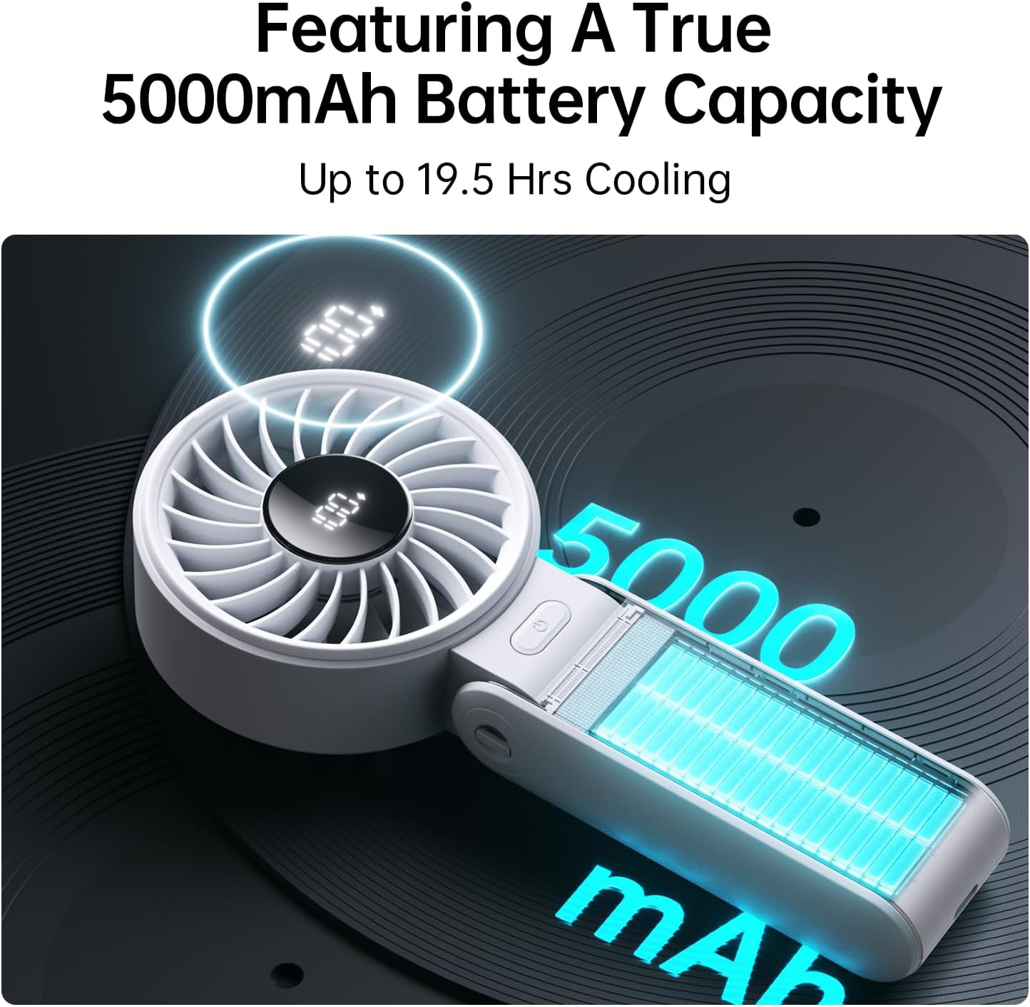 JISULIFE Portable Handheld Fan Life7: 3-in-1 Hand, Desk & Neck Fan-Gery
