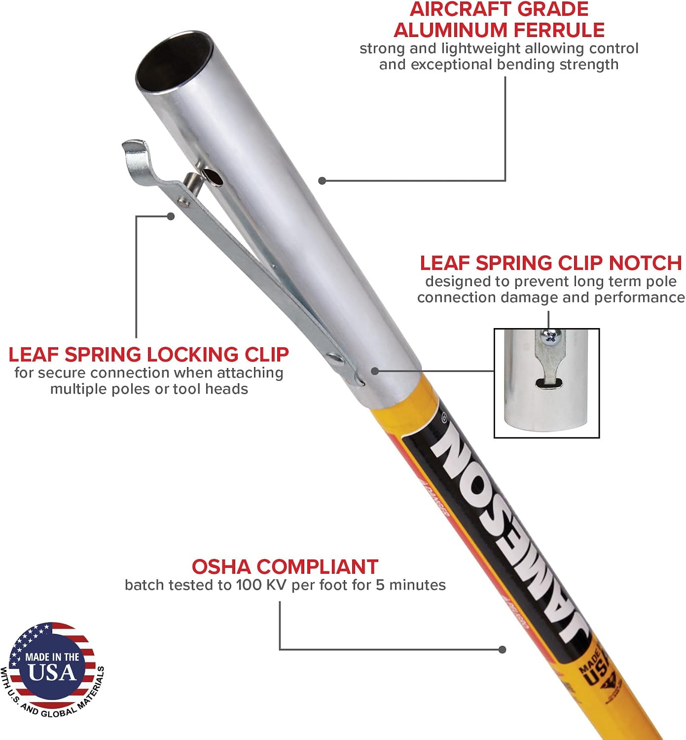 Jameson FG-6-2PK FG-Series 6-Foot Fiberglass Extension Pole for Pole Saw or Pruner Head 2-Pack