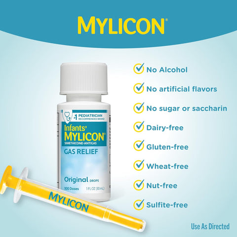 MYLICON Gas Relief Drops for Infants and Babies, Original Formula, 1 Fluid Ounce (Pack of 2)