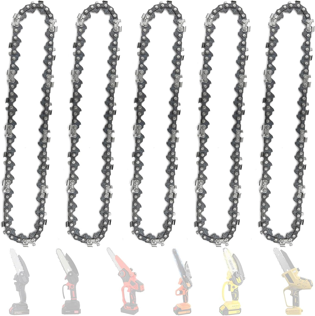 5 Pieces 6 Inch Chainsaw Chain, Replacement Chains for 6 Inch Cordless Electric Portable Mini Chainsaw, Chains Fit for 6" Mini Chainsaws -37 Drive Links