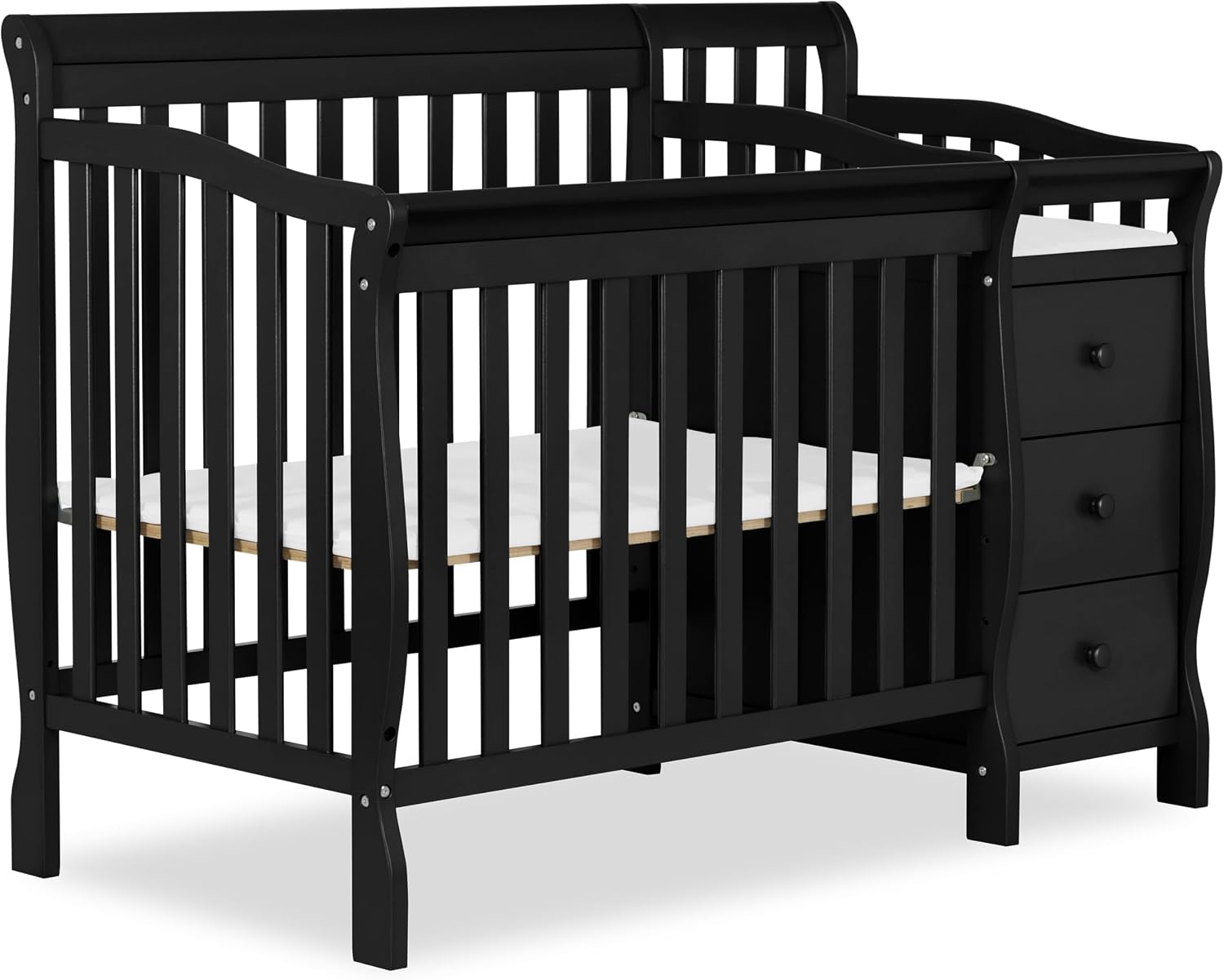 Dream On Me Jayden 4-in-1 Convertible Mini Baby Crib with 3 Drawer Changer