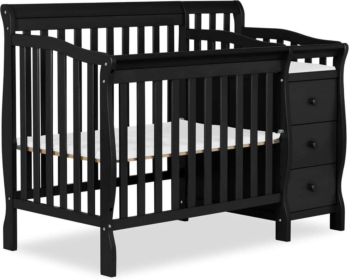 Dream On Me Jayden 4-in-1 Convertible Mini Baby Crib with 3 Drawer Changer