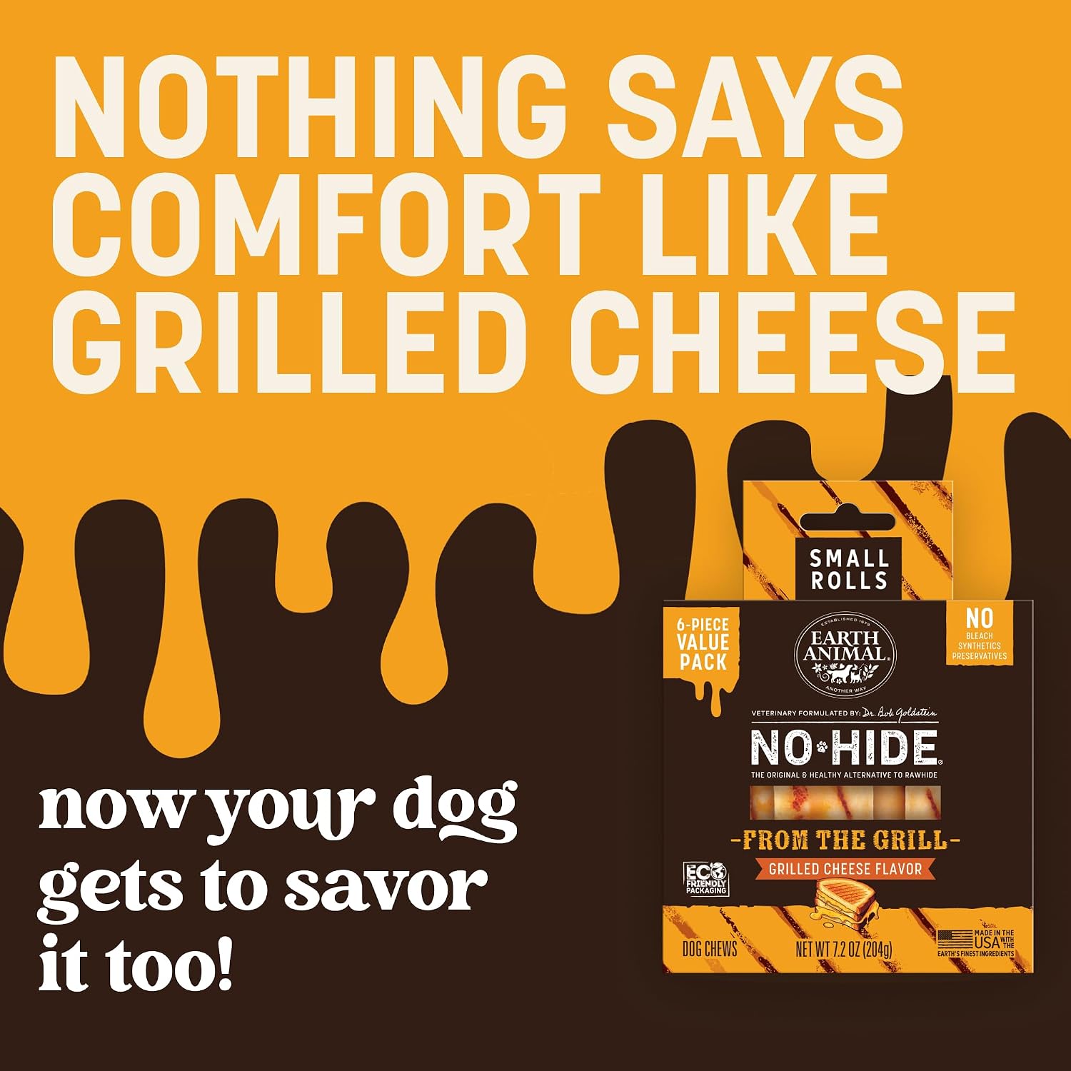 Earth Animal No Hide Dog Chews - Small Rolls 6 Count Grilled Cheese