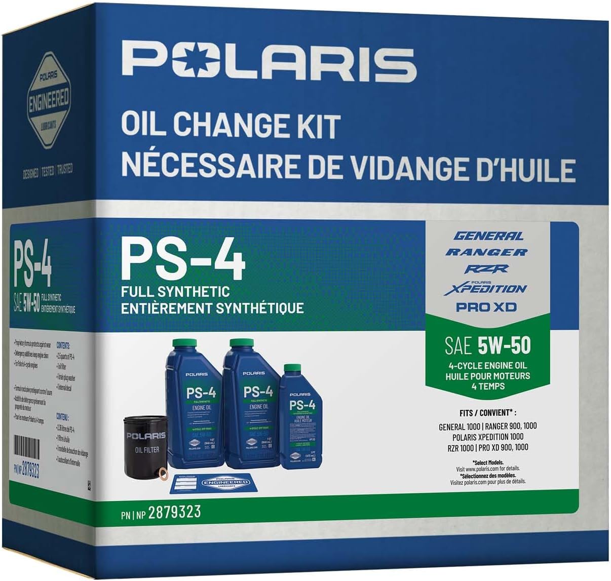 Polaris Full Synthetic Oil Change Kit for RANGER, GENERAL, RZR - 2879323