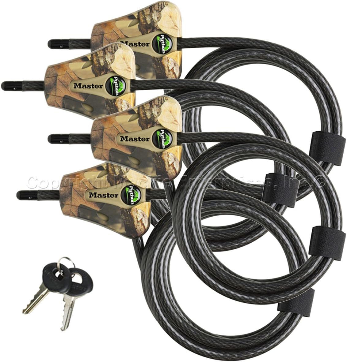 Master Lock Keyed Alike Python Trail Camera Adjustable Camouflage Cable Locks w/8 Keys, 8418KA-4 CAMO 4-Pack