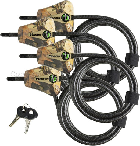 Master Lock Keyed Alike Python Trail Camera Adjustable Camouflage Cable Locks w/8 Keys, 8418KA-4 CAMO 4-Pack