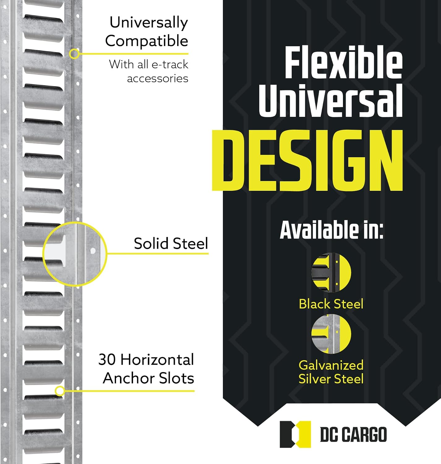 DC Cargo Mall E Track Tie Down Rail Kit 2' (4 Pack) for Garages, Vans, Trailers, Motorcycle Tie Downs, ATV Mountings – Galvanized Steel - Secure Cargo & Heavy Loads Up to 2,000 lbs