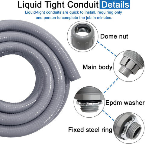 3/4" Dia Liquid Tight Conduit 50 FT,Flexible Non-Metallic