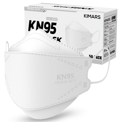 KN95 Face Masks 50 Pack, Breathable Comfortable and Disposable KN95 Mask, White