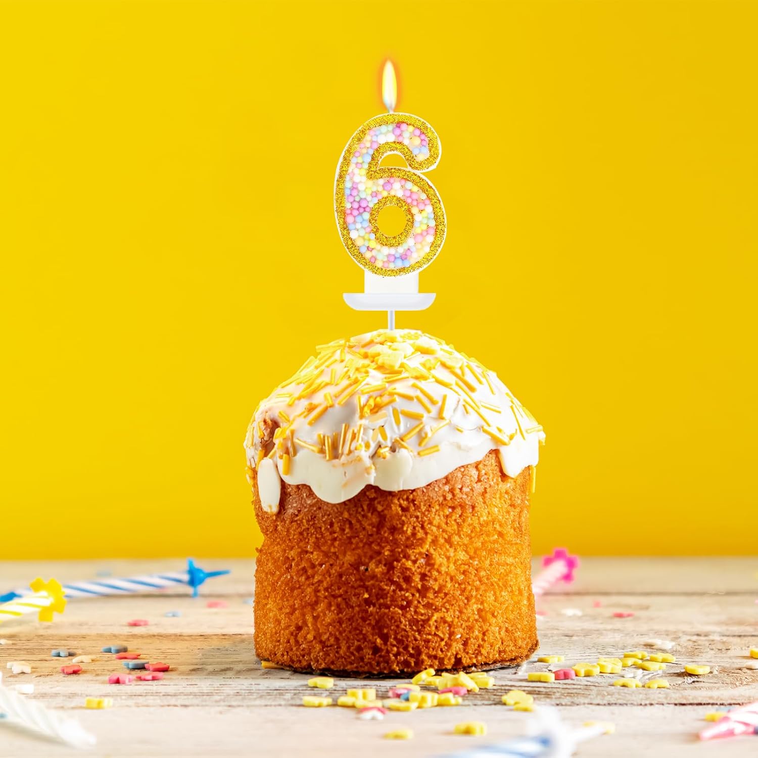 Macaron Number 6 Candle, 6th Birthday Decorations for Girls Boys