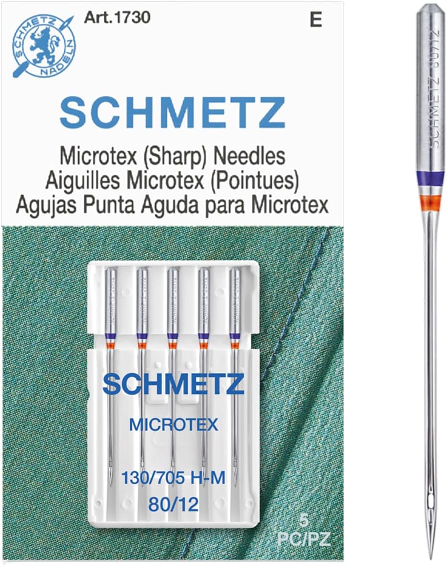 SCHMETZ Microtex Sharp Sewing Machine Needles - Quilting & Topstitching Supplies, Size 80/12, Box of 100