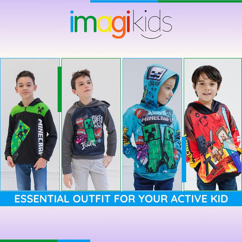 Minecraft Boys' Fleece Hooded Sweatshirt Little Kid to Big Kid
