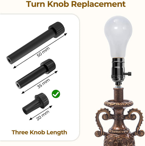 DiCUNO Light Lamp Turn On/Off Switch Knobs Replacement, Black, 20mm, 4-Pack