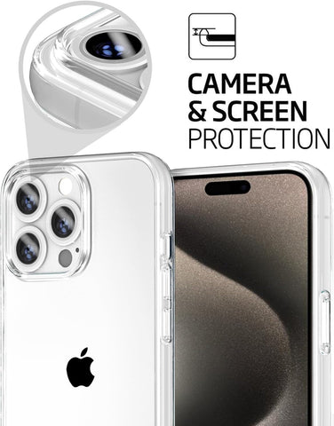 TENOC Phone Case Compatible with iPhone 15 Pro, Clear Case Shockproof Protective Bumper Slim Cover for 6.1 Inch