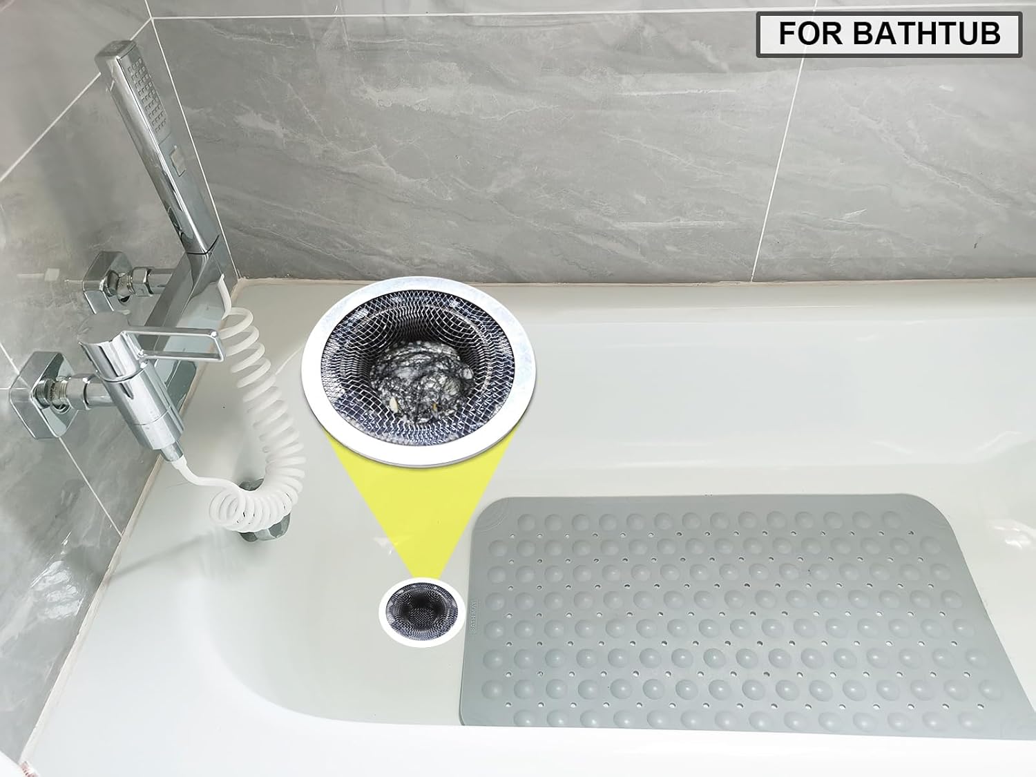 Seatery 2.75" Top / 1.0" Basket Bathtub Drain Strainers, Bathroom Sink Strainers, Shower Drain Hair Catcher, Drain Strainer for Laundry, Mop Pool, Utility, Slop, RV Sink, Stainless Steel, Pack-6