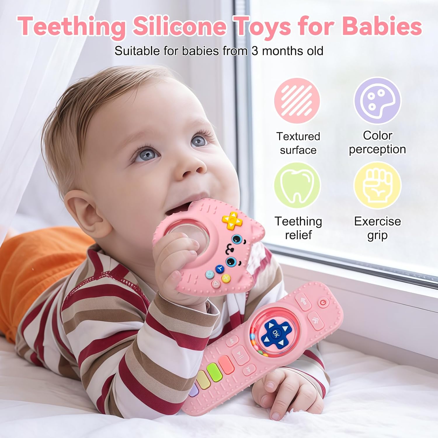 Baby Rattles Teething Toys for Babies 3-6 Months - Remote Design.
