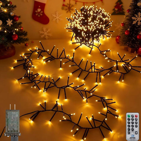 Christmas Lights Plug-in 52FT 800LEDs Cluster String Lights Indoor Outdoor