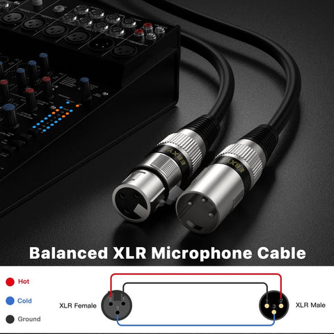 EBXYA XLR Cable 2ft 2 Pack - Mic Cables Balanced DMX Cable Male to Female