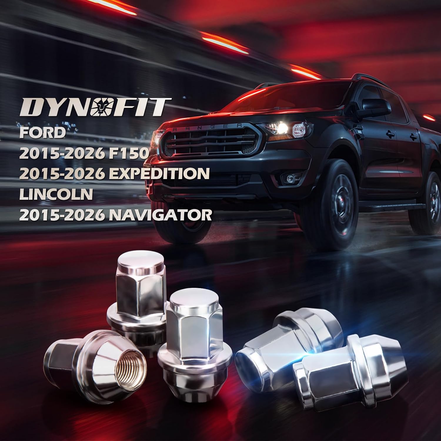 dynofit 24pcs 14x1.5 OEM/Stock Lug Nuts for 2015-2026 Expedition/F-150, M14-1.5 One-Piece Design Factory Chrome Wheel Lugnuts for Lincoln 2015-2026 Navigator, 21mm Hex Anti-Rusting Updated
