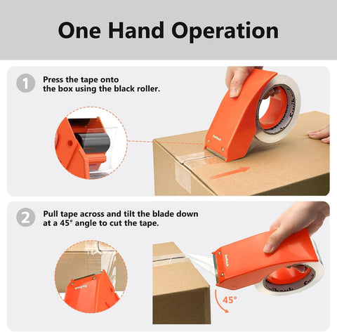 Swihauk 1.88 in x 66.6 YDs Heavy Duty Packing Tape with Dispenser, Strong & Durable Shipping Tape, Packaging Tape, Clear Package Tape for Shipping Moving Storage and Mailing, 2 Roll + 2 Dispenser