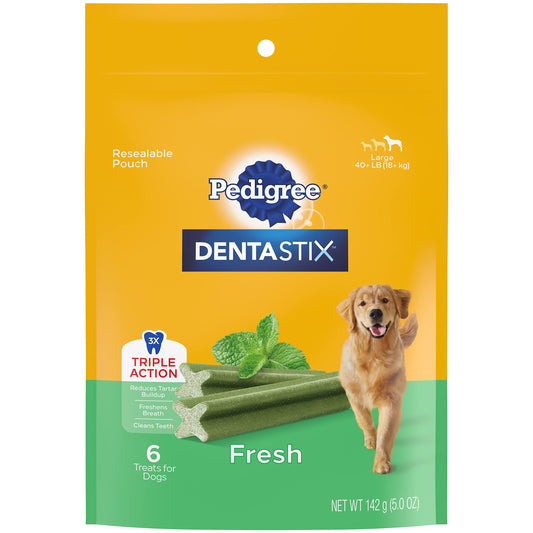 PEDIGREE DENTASTIX Fresh Dogs Treats, Large, 6 Count (Pack of 14)