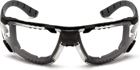 Pyramex Endeavor Plus Safety Glass Black/Gray Frame With Foam Padding Clear H2MAX Anti-fog Lens