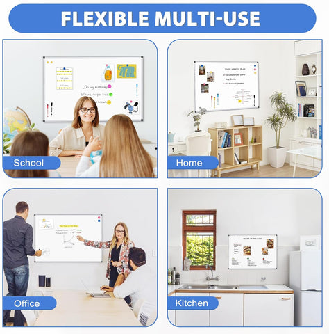 Double-Sided White Board Dry Erase Magnetic Whiteboard Wall 36x24, 4-Pack