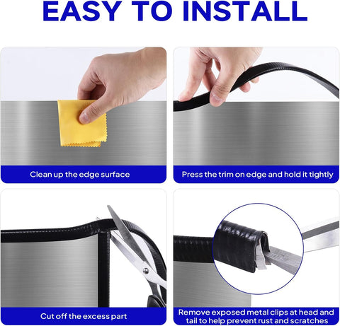 Rubber Edge Trim, U Channel Edge Trim with Metal Clips Edge Guard Protector, PVC Rubber Seal Strip for Sheet Metal, Car Doors, Hatches, Table Corners, Fit 3/64" to 1/4"(1.2mm-6.4mm), 32Ft, Black