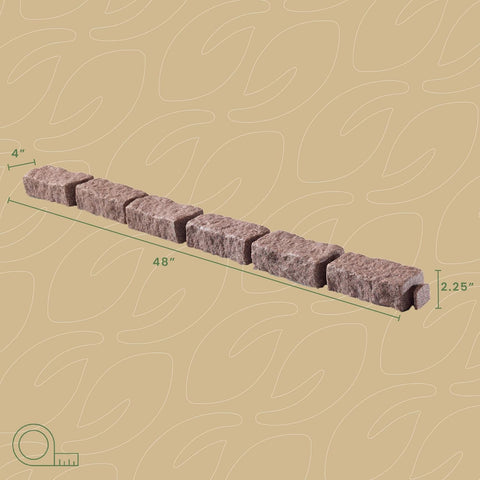 Beuta Landscape Edging | Garden Edging Border | Polyrock Bricks for Lawn edging, Flower beds, Pathways & Yard Edging– 4 Packs | Each Section Has 6 Bricks 48"L x 4"W x 2.25"H | 12 Spikes |Cobblestone