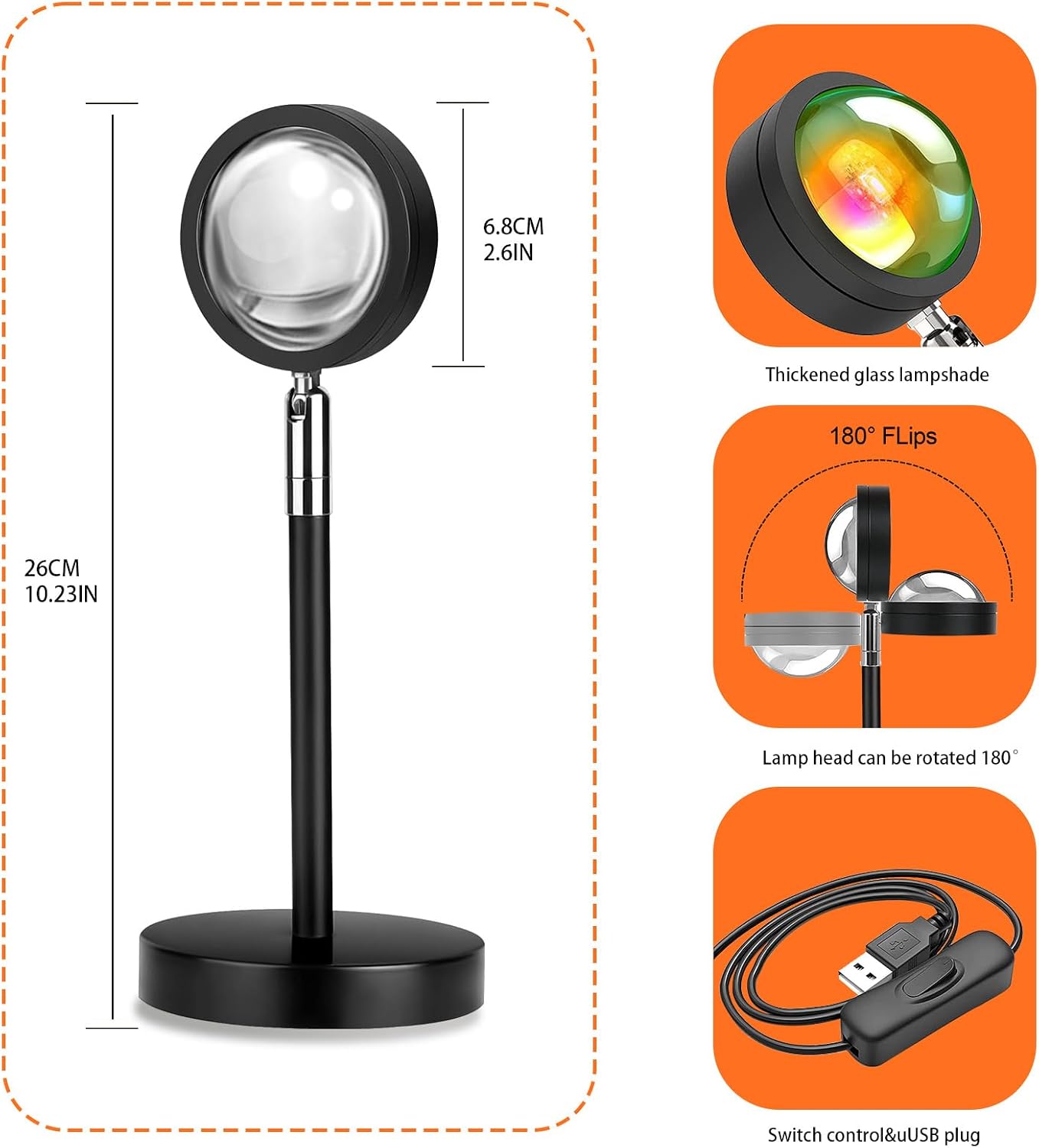 Spacenight Sunset Lamp Projector Multi-Color Multi-Mode, Dimmable, Timing, Music Rhythm, Sunset Background Wonderful Visual Impact, USB Plug and Play (Remote & APP)