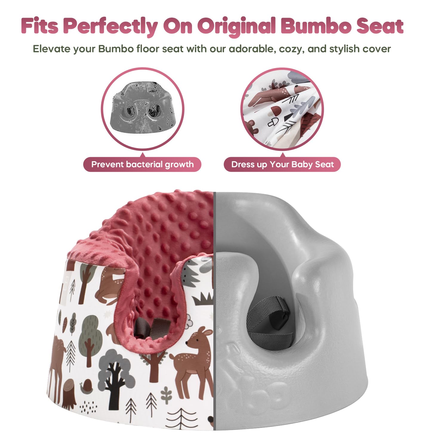 mamatepe Seat Cover Compatible with Bumbo and Nuby Seat, Booster Seats Accessories,Soft Breathable Cover for Baby Girl Boy,Cover Only，Red