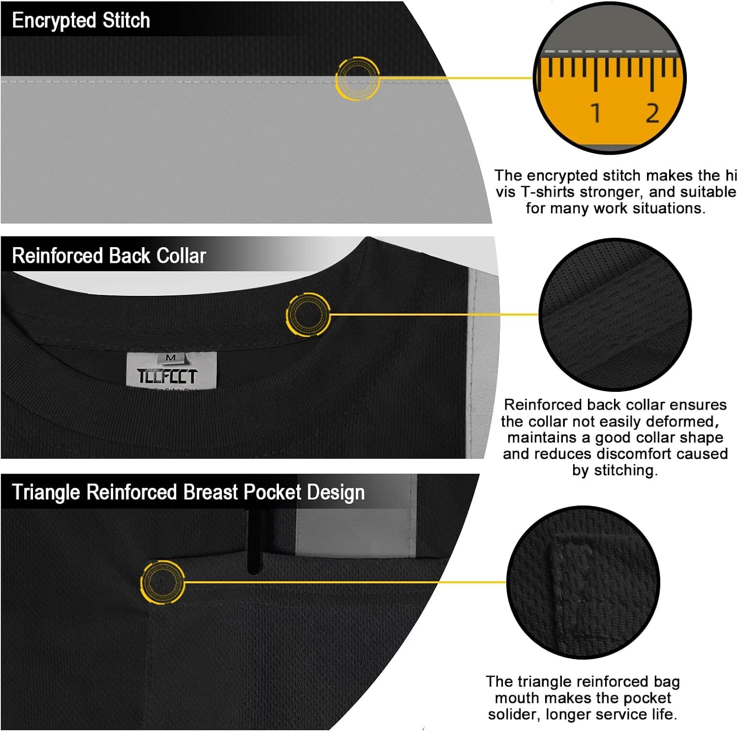 TCCFCCT High Visibility Shirts for Men Construction Shirts, DC-Black 3XL