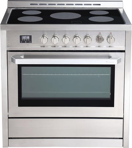 Rangaire RRE361TS 36" Electric Range Oven with Timer - Stainless Steel, Infrared Stove Burners, True Convection, Easy Reach Racks