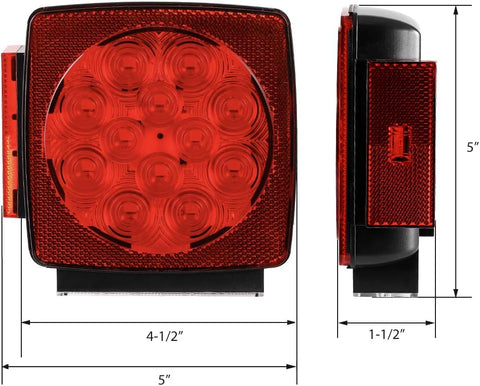 CZC AUTO 12V Submersible LED Trailer Tail Lights Left&Right Reverse Lights