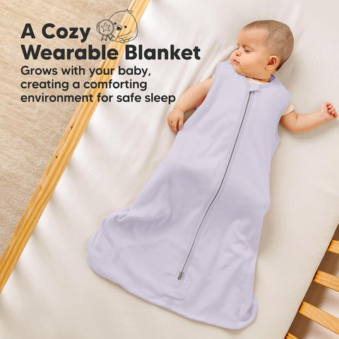 2-Pack Baby Sleep Sacks, Zipper Wearable Blanket,100% Cotton (Lilac, M)