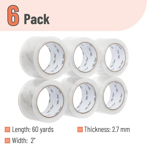 Mr. Pen- Packing Tape, 6 Pack, 2.7mil, 2' Wide, 60 Yards, Clear