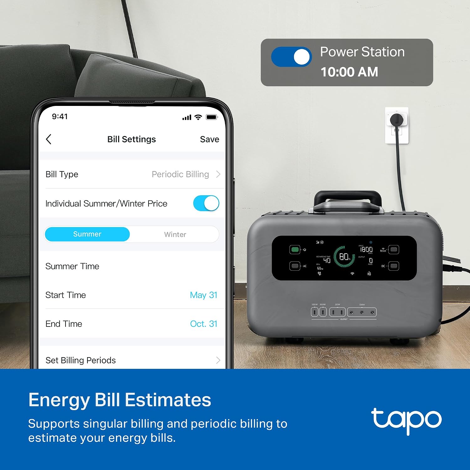 Tapo Smart Plug, Matter Compatible, Energy Monitoring, P110M(2-Pack), 15A