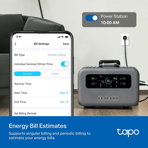 Tapo Smart Plug, Matter Compatible, Energy Monitoring, P110M(2-Pack), 15A
