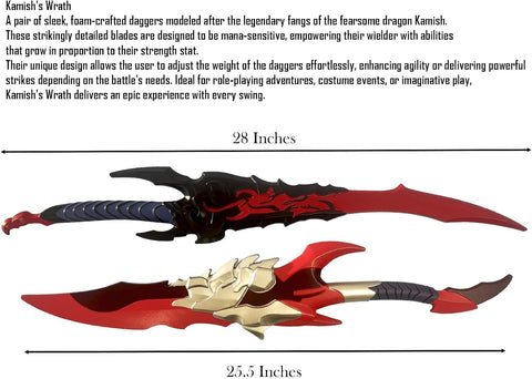 LALAPORT 2 Pcs Set Medieval Fantasy S Leveling Kamish Wrath Foam Dagger for Cosplay, Collection, Roleplaying, Prop, Costume, Christmas