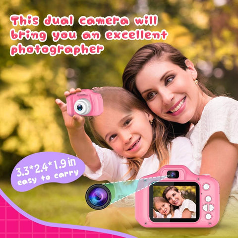 Seckton Upgraded Kids Selfie Camera, HD Digital Video Camera for Kids-Pink