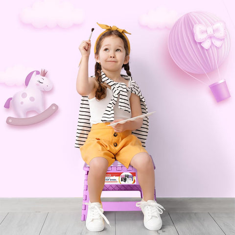 ACSTEP 9 Inch Foldable Step Stool for Kids, 300 lb, Light Purple